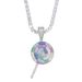 Women's Jewelry Tennis Chain Necklace With Colorful Zirconia Studded Lollipop Pendant, Adjustable Length 41-46cm, Silver & Gold Options_ipsvogv.com