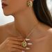 Geometric luxury style women's necklace earring with electroplated earrings, versatile jewelry set_ipsvogv.com