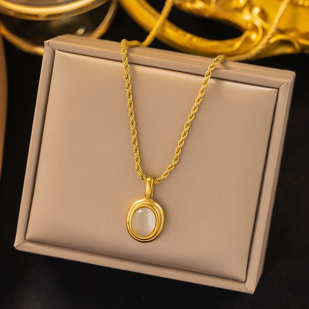 Elegant And Simple Oval Necklace Pendant, Sweater Chain, Women's Titanium Steel Non Fading Jewelry, Versatile_ipsvogv.com