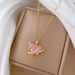 Hollow 【 】 Pink Love Light Luxury Charm Gorgeous Full Diamond Necklace Women's Versatile Clavicle Chain Titanium Steel 【 】_ipsvogv.com