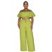 Women's clothing new style suit temperament one shoulder ruffled short top wide leg trousers suit_ipsvogv.com