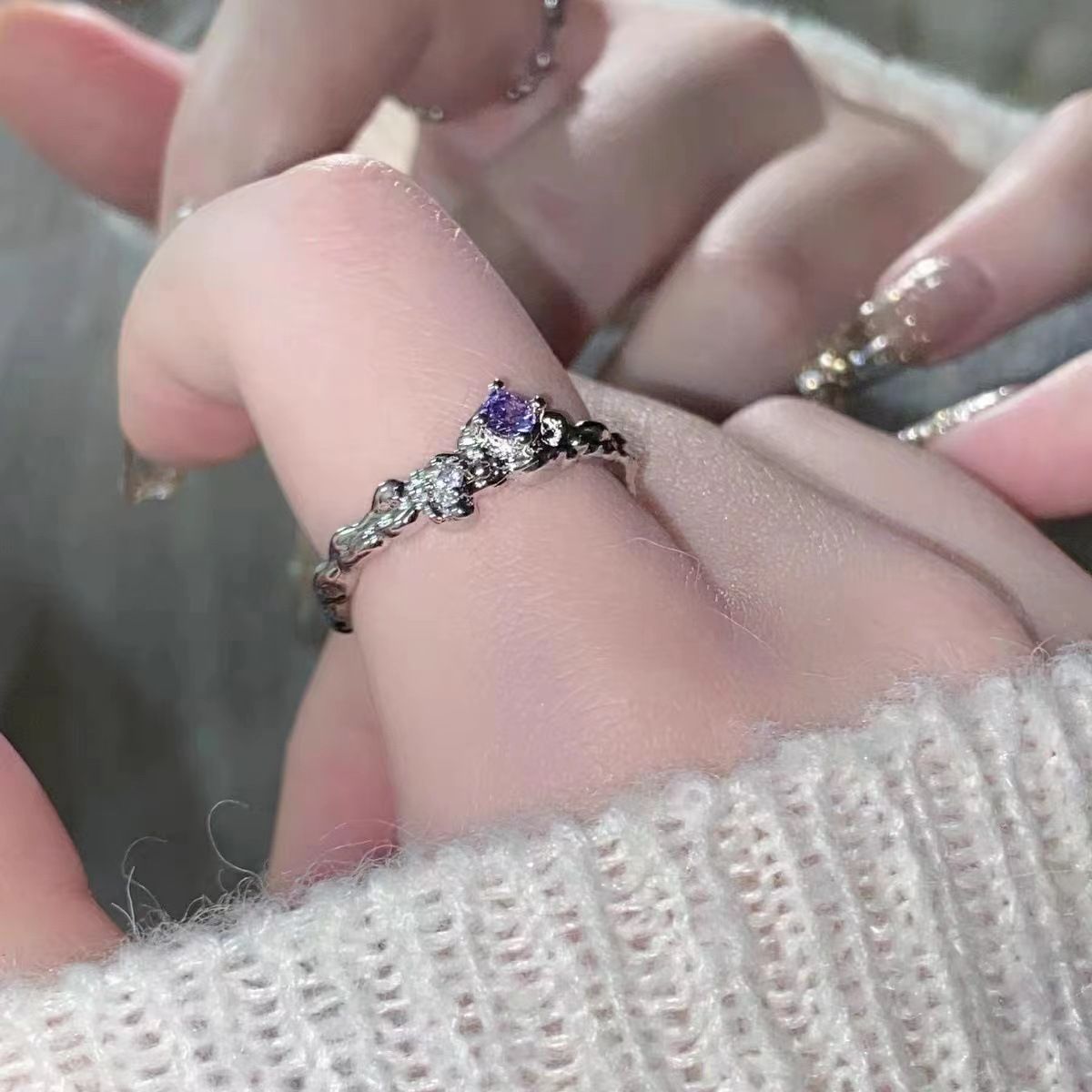 Sweet Cool Zircon Simple Opening Feminine Temperament, Fashionable And High-end Sense, Index Finger Ring With Niche_ipsvogv.com
