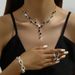 Women’s Jewelry Set Fashion New Shiny Diamond Inlaid Women's Wedding Accessories Necklace Earrings Bracelet Three Piece Set_ipsvogv.com