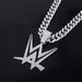 Unisex Popular W Letter Alloy Diamond Pendant Men's Personality Cool Rap Trend Hip Hop Cuban Chain_ipsvogv.com