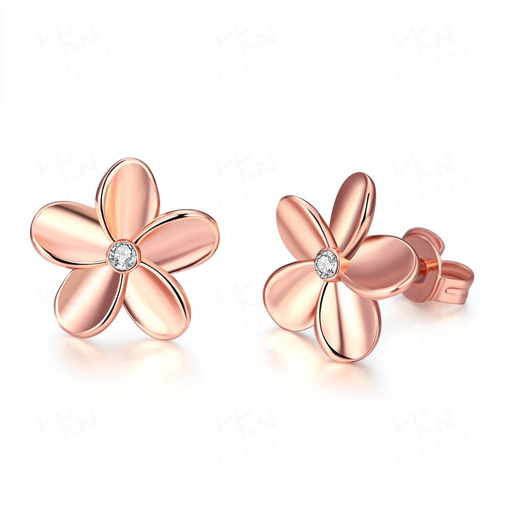 Women's Jewelry Flower Shaped Earrings Sweet Flower Crystal Earrings_ipsvogv.com