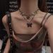 Sweet And Cool Hot Girl Retro Double Layer Butterfly Pearl Necklace High Grade Clavicle Chain Heavy Work Old Niche Design Necklace_ipsvogv.com