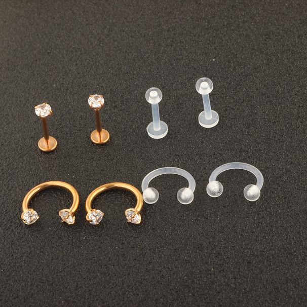 hot explosions 8-piece set of stainless steel diamond earrings nose nail lip puncture jewelry_ipsvogv.com