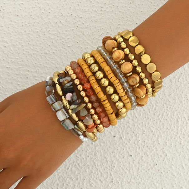 Geometric New Style Multi layer for Women's Niche Skewer, Stone Design, High quality Handstring, Versatile Bracelet Set_ipsvogv.com