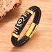 Men's Jewelry Retro Bracelets Ethnic Style Men's Bracelets Fashionable Men's Hand Woven Dzi Beads Dark Blue Leather Bracelet_ipsvogv.com