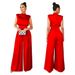 Women's fashion wide leg pants solid color high collar sleeveless waist jumpsuit_ipsvogv.com