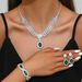 Women’s Jewelry Set Fashion Temperament Luxury Sapphire Necklace Earrings Bracelet Four Piece Set Women's Jewelry Wedding Dress_ipsvogv.com