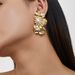 Gold-Plated Copper Exaggerated Metal Flower Stud Sweet Cool Fashion High-End Pearl Women's Earrings_ipsvogv.com