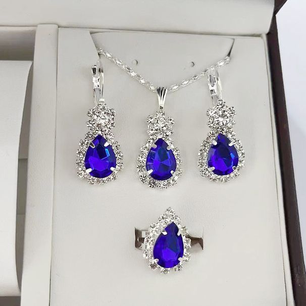 New jewelry pendant earring ring set fashionable bridal decoration colorful three piece wedding photography accessories_ipsvogv.com