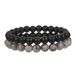 Hot Selling Black Frosted Wood Bead Bracelet Hematite Bead Bracelet Set Men's Black Agate Bead Elastic Bracelet_ipsvogv.com