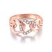 Unisex simple sweet hollow heart shaped women's ring rose gold plated zircon hot accessories_ipsvogv.com