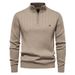 Man's clothing Stand collar men's sweater half zip solid color sweater quality men's wear_ipsvogv.com