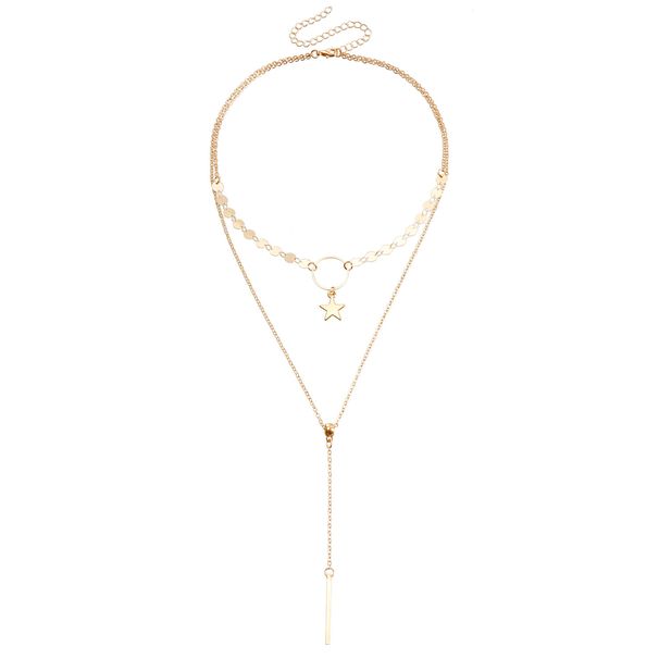 Fashion Metal Chain Disc Fringed Necklace, Hip Hop Multi-layered Star Necklace Woman_ipsvogv.com