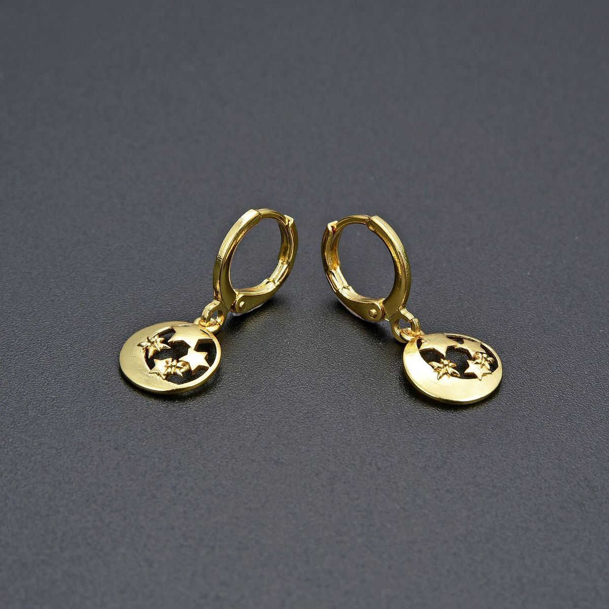 Star Moon Hollow Diamond Zircon CZ Earrings Female Ear Buckle Small Fresh Forest Earrings_ipsvogv.com