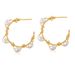 Copper plated K real gold C shaped atmospheric personality earrings environmentally friendly color hand wound pearl design niche temperament earrings_ipsvogv.com