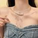 Niche Pearl Open Collar Women's High-end Cross Tassel Choker Necklace Collarbone Chain Accessories Trend_ipsvogv.com