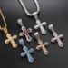 Unisex popular square colored zircon cross pendant new personality full diamond necklace trendy hip hop jewelry_ipsvogv.com