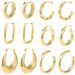 Hot Selling 6 Pairs Set Fashionable Antiallergic Titanium Earrings With 14K Gold Plating High-End Earrings | Round And Thick Earring Set_ipsvogv.com