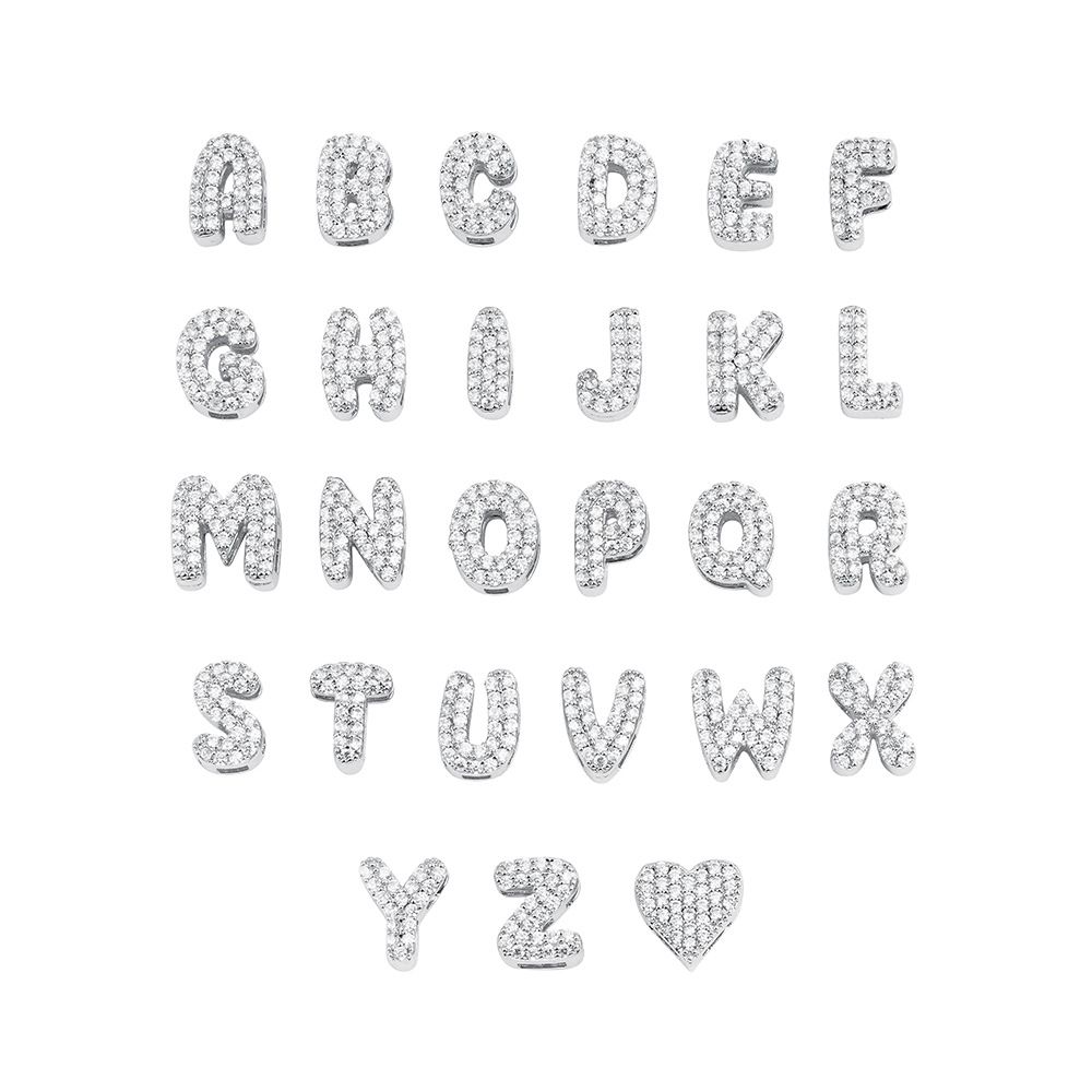 Hit 26 English Balloon Bubble Letter Pendant Copper Inlaid Zircon 3D Letter Necklace_ipsvogv.com