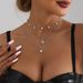 Stylish Multi-layer Pearl Creative Diamond-encrusted Butterfly Necklace, Retro Collarbone Stacked Necklace_ipsvogv.com