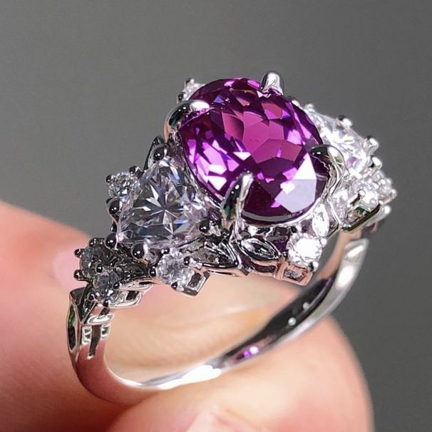 Sanjie's New Alloy Inlaid Purple Zircon For Women's Engagement Ring_ipsvogv.com