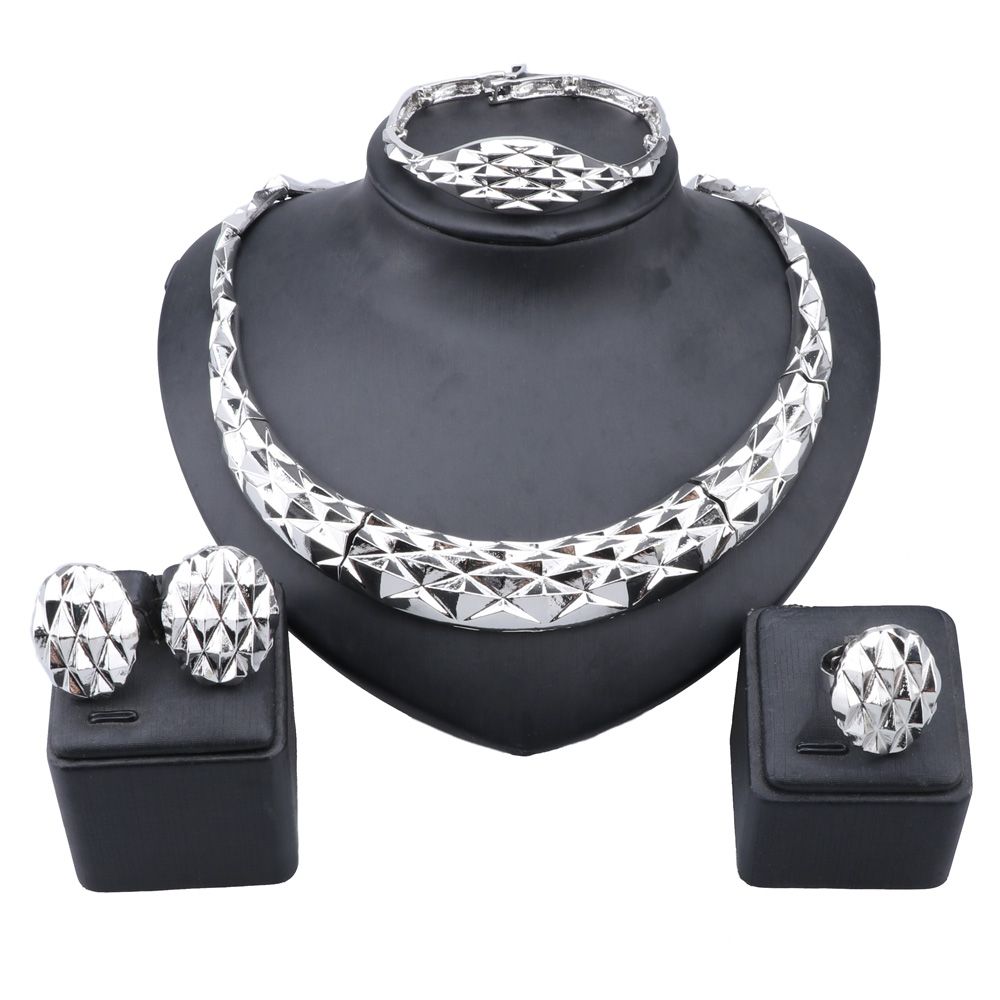 Women's Wedding Party Necklace Earrings Bracelet Ring High Quality Gold Color Italian Bridal Accessories Jewelry Set_ipsvogv.com