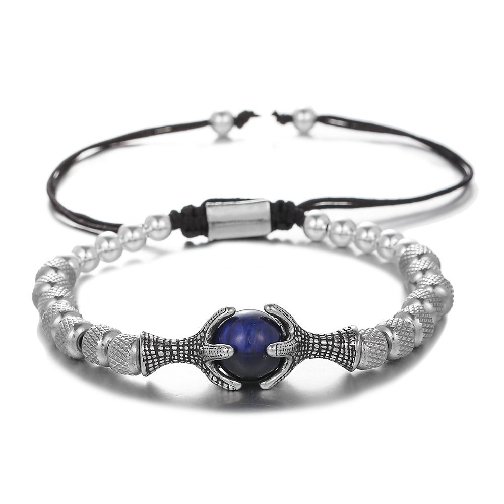 New Stainless Steel Dragon Claw Braided Adjustable Bracelet Eagle Claw 10m Tiger Eye Natural Stone Men's Bracelet_ipsvogv.com