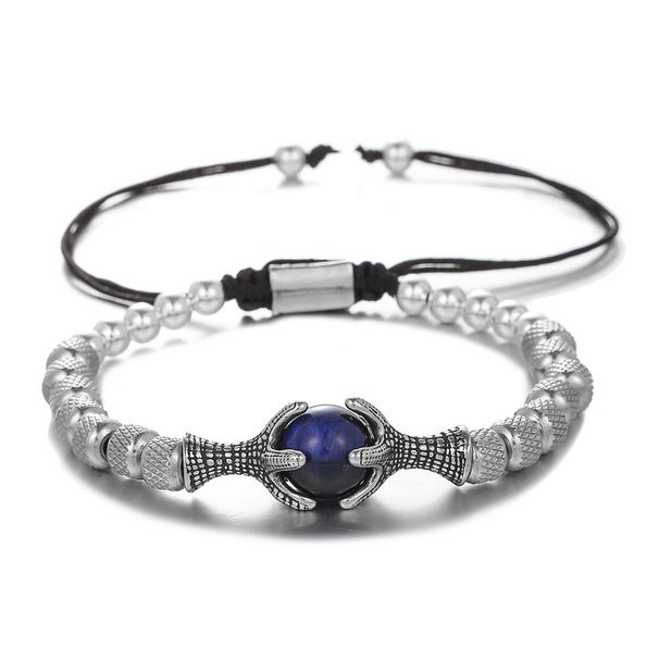 New Stainless Steel Dragon Claw Braided Adjustable Bracelet Eagle Claw 10m Tiger Eye Natural Stone Men's Bracelet_ipsvogv.com