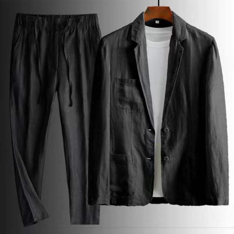 Men's Clothing 2026 New Simple Casual Linen Suit For Men Spring And Summer Thin Style Youth Korean Style Fashion Summer Loose Handsome Two-Piece Suit_ipsvogv.com