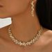 Pinduoduo Hot Selling Rhinestone Earrings Jewelry Set Wedding Photography Accessories Necklace_ipsvogv.com
