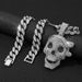 Island Skull Full Diamond Pendant, Niche Personality, Cuban Chain Necklace, Hip-hop Jewelry_ipsvogv.com