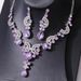 Super Sparkling Water Droplet Necklace Earring European Style Light Luxury Fashion Niche Collarbone Two-piece Set Dress_ipsvogv.com