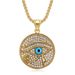 New Hip-Hop Jewelry Titanium Steel Gold-Plated Rhinestone Eye Of Horus Pendant Necklace_ipsvogv.com