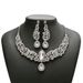 Bridal Necklace And Earrings Two-Piece Set Wedding Dress Accessories Chain Exaggerated Inlaid Alloy Jewelry Hot Sale_ipsvogv.com