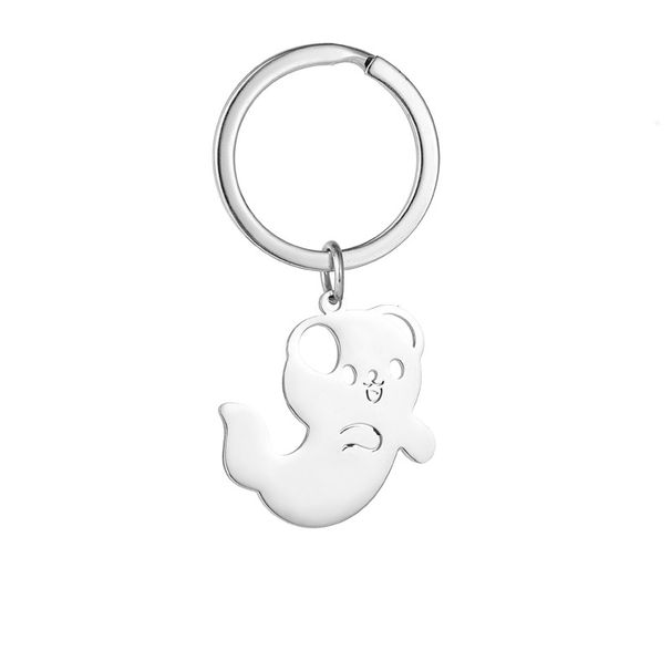 Cartoon Ghost Cat Dog Stainless Steel Keychain Cute Bag Pendant Halloween Gift_ipsvogv.com