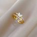【 Real Gold 】 Shell Butterfly Full Diamond With Adjustable Opening, Simple Handmade Ring, Couple's Pair Ring_ipsvogv.com