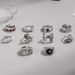 New Combination Playing Card Pattern Butterfly Number 8 Fish Snake 10 Piece Set Ring_ipsvogv.com