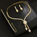 New Fashion Creative Wedding Zircon Flower Jewelry Bride Banquet Earrings Necklace Set_ipsvogv.com