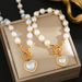 Korean Version Diamond Studded Heart-shaped Pearl Titanium Steel Necklace Bracelet, Women's Light Luxury Peach Heart_ipsvogv.com