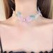 Korean Dreamy Girl Princess Style Thin Gauze Butterfly Colorful Small Crystal Chain Ribbon Choker Necklace_ipsvogv.com