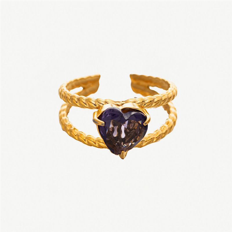 ins style simple open ring female stainless steel gold love zircon titanium steel ring index finger stone hand jewelry_ipsvogv.com