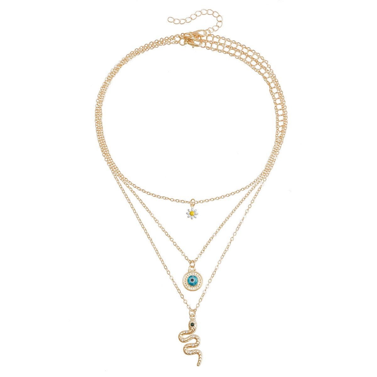 Oil drop devil eye snake pendant clavicle chain creative design multi layer necklace accessories_ipsvogv.com