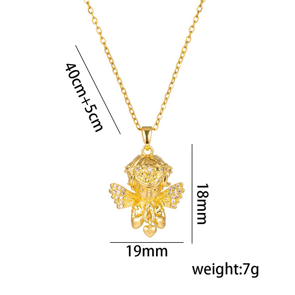 Electroplating Heavy Industry Luxury Style And Light Little Angel Real Gold Pendant DIY Handmade Jewelry Titanium Steel_ipsvogv.com