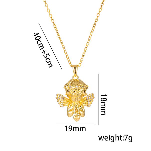 Electroplating Heavy Industry Luxury Style And Light Little Angel Real Gold Pendant DIY Handmade Jewelry Titanium Steel_ipsvogv.com