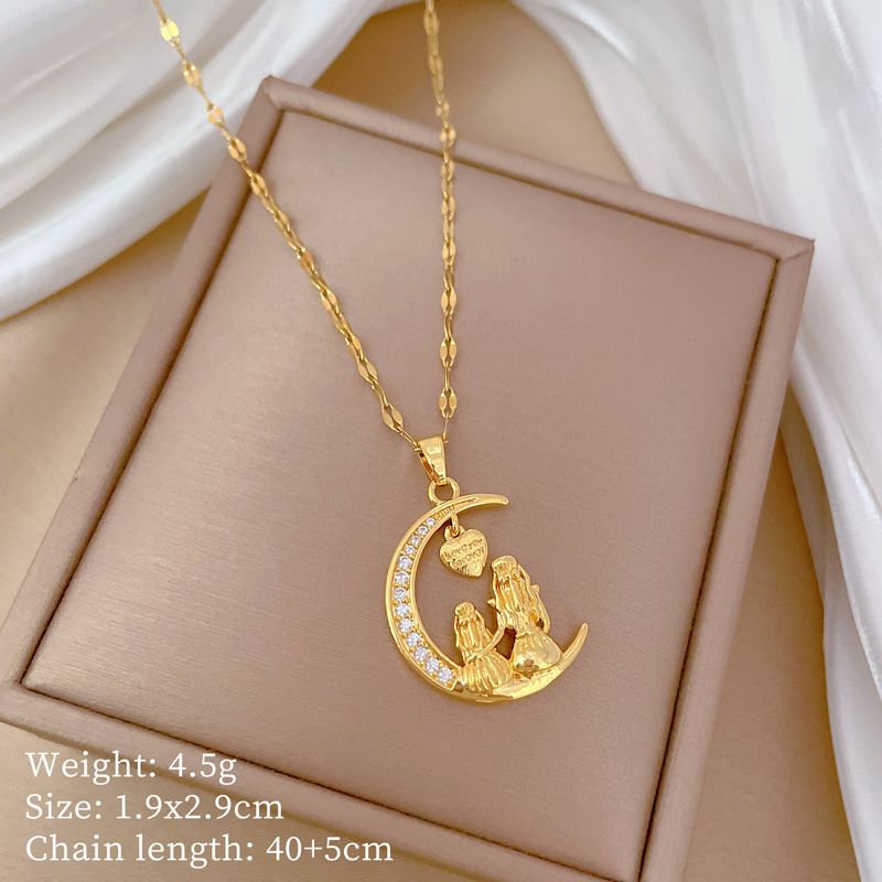 【 】 Watching The Moon From Afar, Love, Light Luxury, Gorgeous Charm, Full Diamond Necklace, Women's Versatile Clavicle_ipsvogv.com