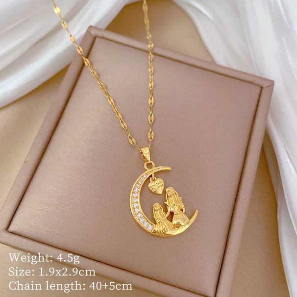 【 】 Watching The Moon From Afar, Love, Light Luxury, Gorgeous Charm, Full Diamond Necklace, Women's Versatile Clavicle_ipsvogv.com